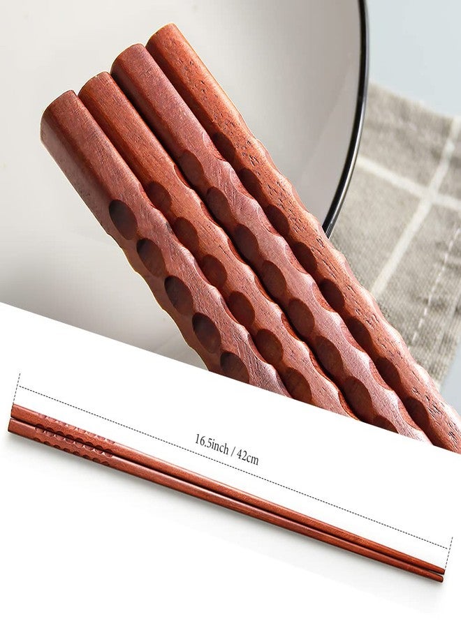 AYFDISHS Long Cooking Chopsticks,16.5 Inches Brown Extra Long Wooden Chopsticks Kitchen Frying Chopstick Reusable for Noodles Hotpot, 2 Pairs - Image 3