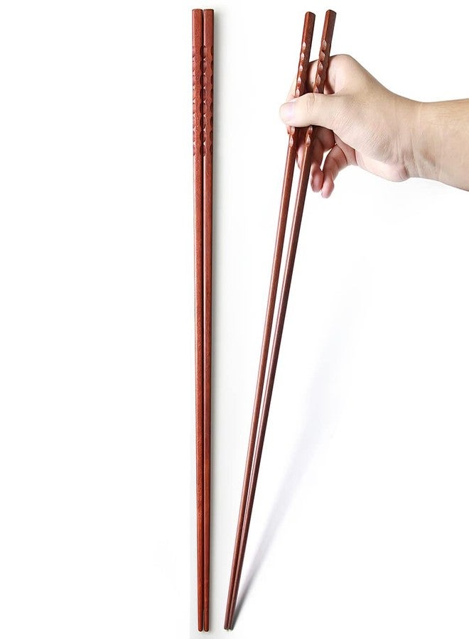 AYFDISHS Long Cooking Chopsticks,16.5 Inches Brown Extra Long Wooden Chopsticks Kitchen Frying Chopstick Reusable for Noodles Hotpot, 2 Pairs - Image 1