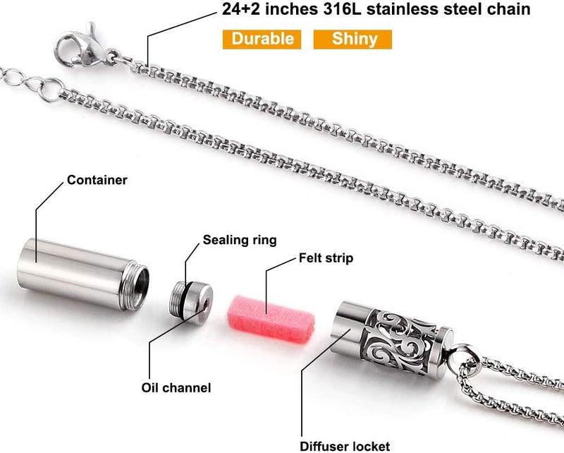 Maromalife Diffuser Necklace Essential Oil Container Pendant Necklace 316L Stainless Steel Aromatherapy Locket Anxiety Whistle Necklace Men/Women - Image 3