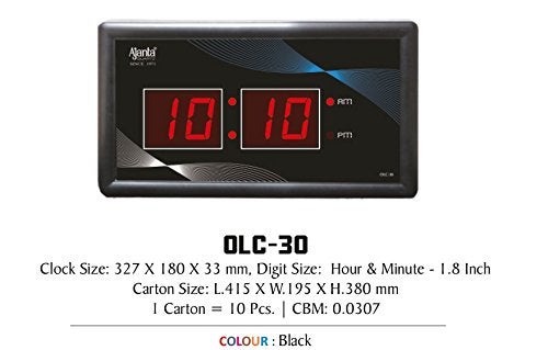 Ajanta Quartz Plastic Rectangular Glass Digital Wall Clock (Black, 33 x 16 x 3 cm) - Image 3