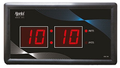 Ajanta Quartz Plastic Rectangular Glass Digital Wall Clock (Black, 33 x 16 x 3 cm) - Image 1