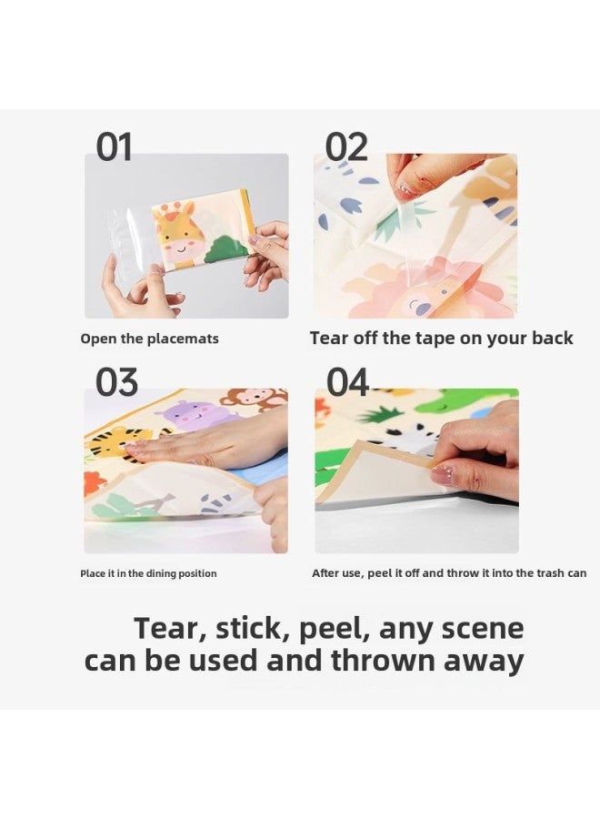 Taoqibaby Disposable Placemat Portable Waterproof And Oil-proof Table Mat For Baby Going Out-Color:"Food Grade Material" More Secure-Specifications:Animal 20 Tablets ]