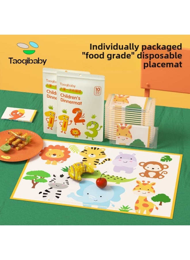 Taoqibaby Disposable Placemat Portable Waterproof And Oil-proof Table Mat For Baby Going Out-Color:"Food Grade Material" More Secure-Specifications:Animal 20 Tablets ]
