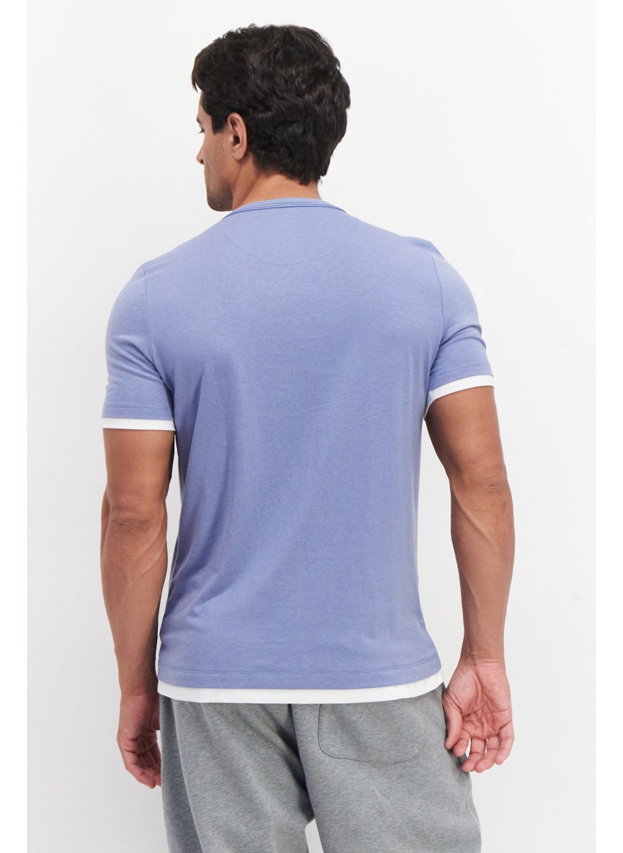 Project Essentials - Men Crew Neck Short Sleeves Plain T-shirts, Blue - Image 1