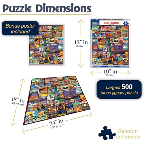 White Mountain Puzzles Travel The World - 500 Piece Jigsaw Puzzle - Image 3
