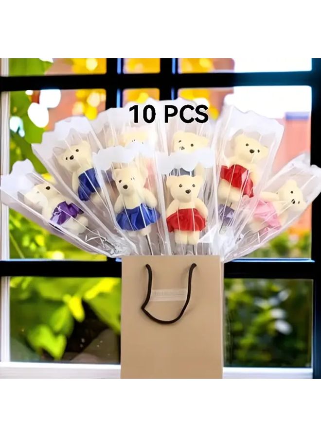 10 Pcs Random Color Teddy Bear Artificial Flowers No Electricity Needed Party Decor - Image 1