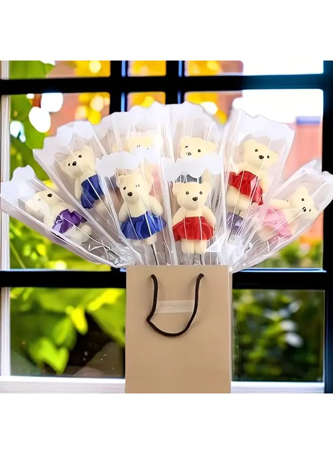 10 Pcs Random Color Teddy Bear Artificial Flowers No Electricity Needed Party Decor - Image 2