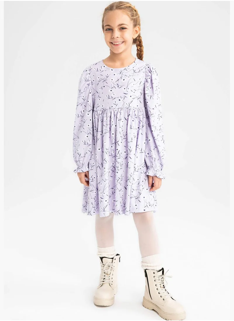 DeFacto Long Sleeve Flowers Patterned Dress