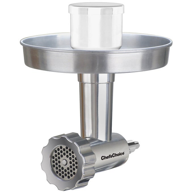 CHEFSCHOICE 796 PREMIUM FOOD GRINDER ATTACHMENT DESIGNED TO FIT KITCHENAID STAND MIXERS SILVER2 PIECE SET