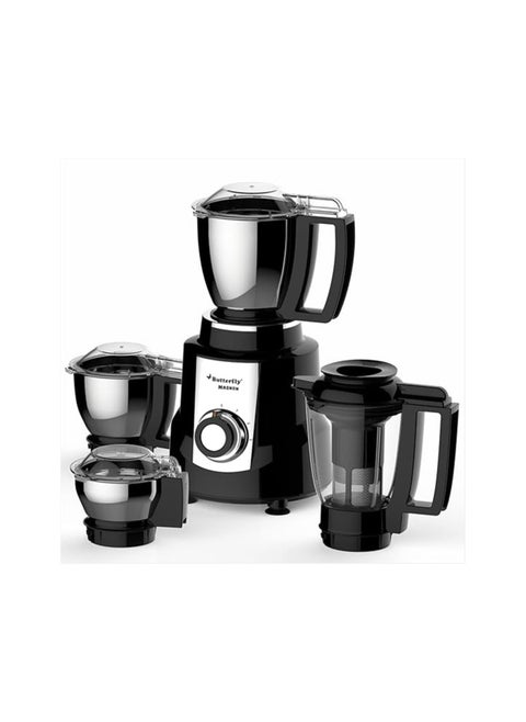Butterfly Magnum 1.2HP Mixer Grinder with 4 Jars | 100% Copper Motor | 3 Stainless Steel Multipurpose Jars and 1 Juicer Jar | ABS Body | Handsfree Operation | Lifetime Motor Warranty| Black