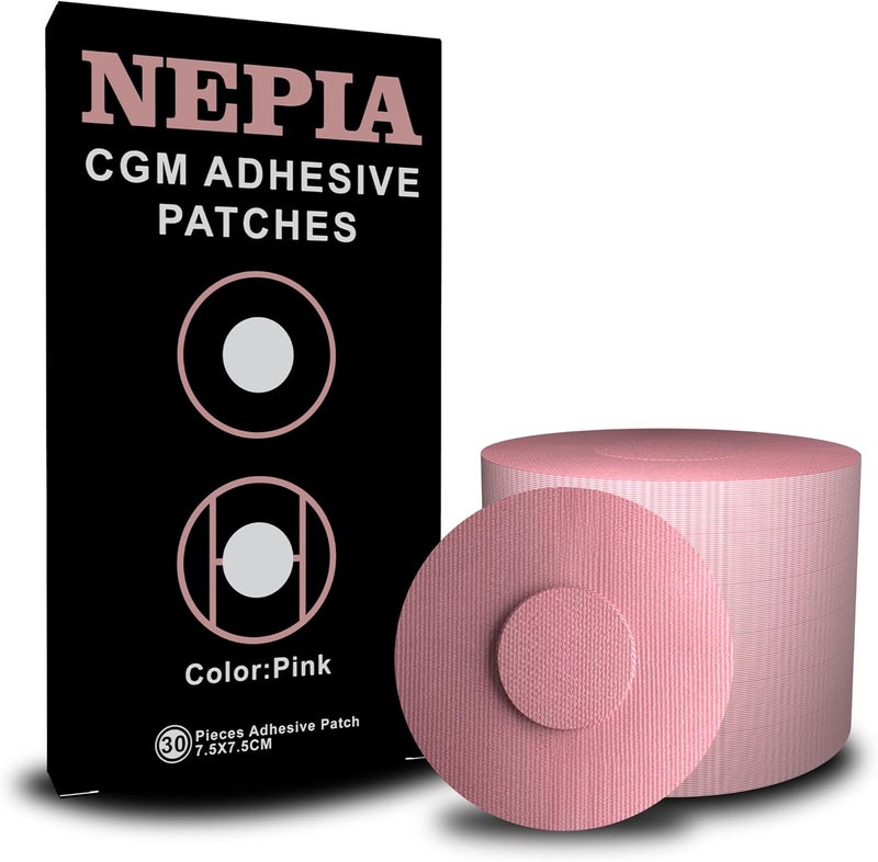 Nepia نيبيا ()، 30 قطعة من لاصقات أغشية أجهزة قياس مستوى السكر في الدم (CGM) باللون الوردي | لاصق مقاوم للماء لأجهزة ديكسكوم G7/Libre1 2 3/Enlite | توفر حماية تدوم لمدة 14 يومًا | أغشية مقاومة للعرق وبملاءمة مريحة لأسلوب الحياة النشط. - Image 1