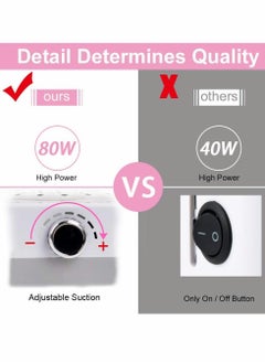 SYOSI Nail Dust Collector Vacuum Machine for Acrylic Nails, 80W Powerful Salon and Home Use, Professional Cleaner Drill File Buffer, Strong  - Image 4