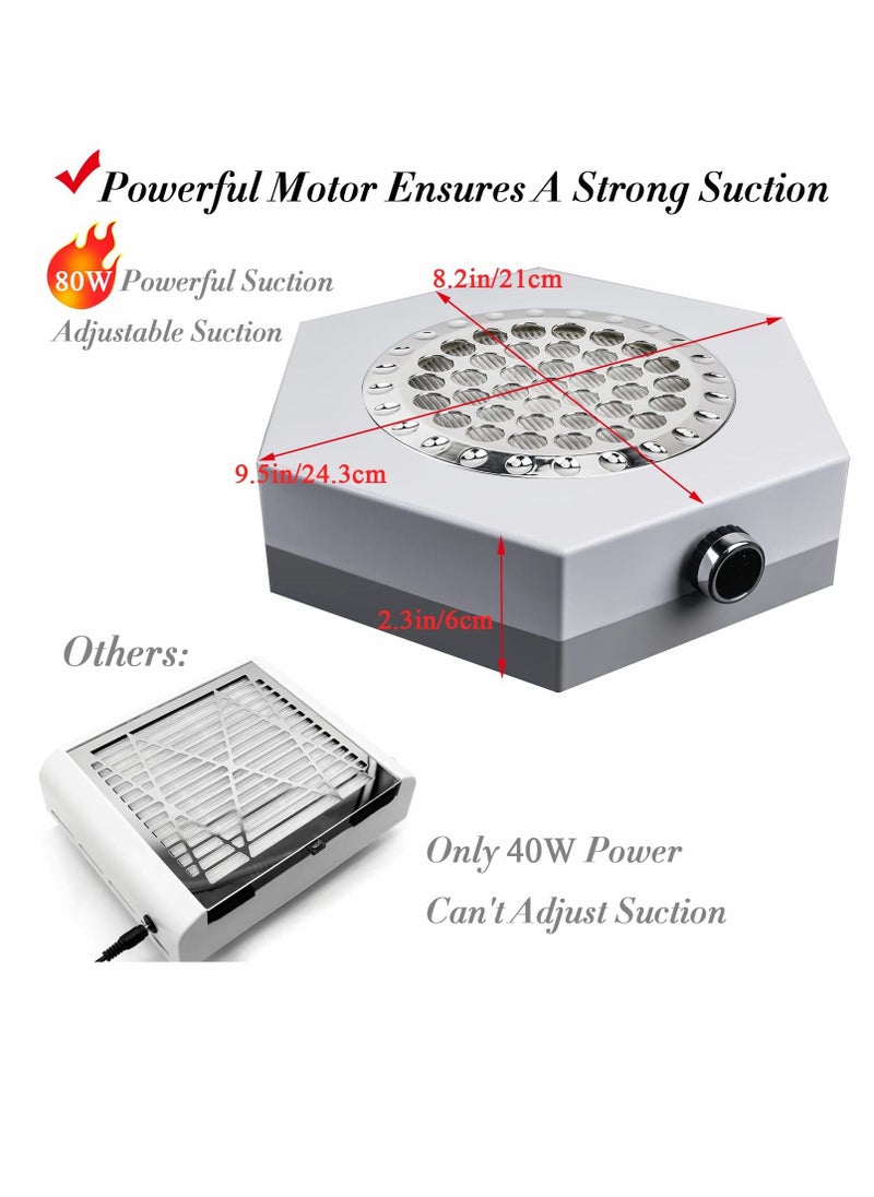 SYOSI - Nail Dust Collector Vacuum Machine for Acrylic Nails, 80W Powerful Salon and Home Use, Professional Cleaner Drill File Buffer, Strong - Image 1