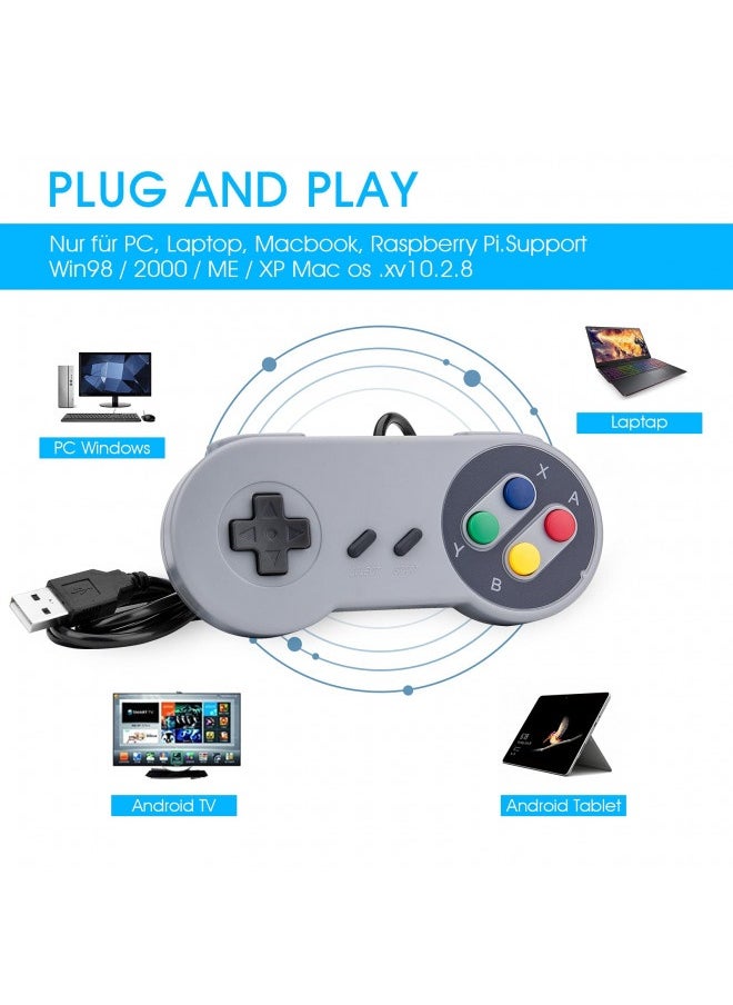RII Rii Game Controller, Snes Retro Usb Controller, Classic Gamepad Joystick, Pieces Super Classic Joypad Gamestick For Pieces, Raspberry Pi, Windows Mac Liunx, Android Gp100 (Grey, 2 Pack)  - Image 2