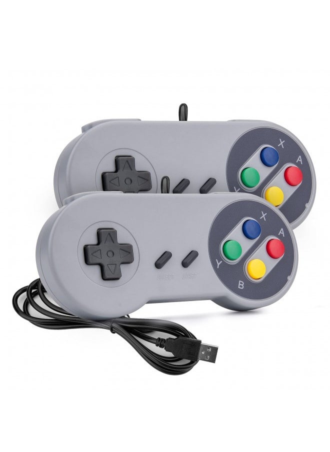 RII Rii Game Controller, Snes Retro Usb Controller, Classic Gamepad Joystick, Pieces Super Classic Joypad Gamestick For Pieces, Raspberry Pi, Windows Mac Liunx, Android Gp100 (Grey, 2 Pack)  - Image 1