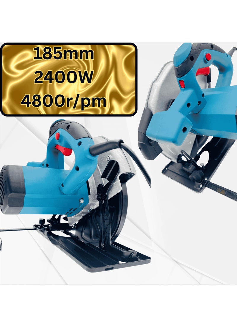BONAI BN-GW2J-185 Circular Saw for wood Cutting- 2400W, 185mm TCT Blade, 4800rpm, Steel Base, 65mm/41mm Cutting Depth  - Image 4