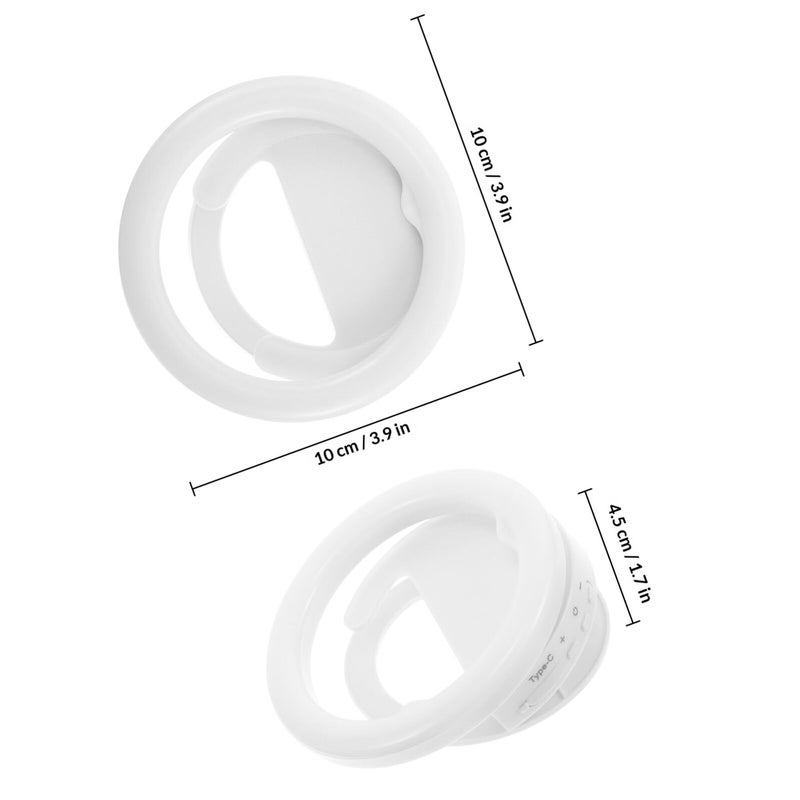 Portable Rechargeable Selfie Ring Light Clip Adjustable Brightness White Rotatable Phone Photo Light - Image 3