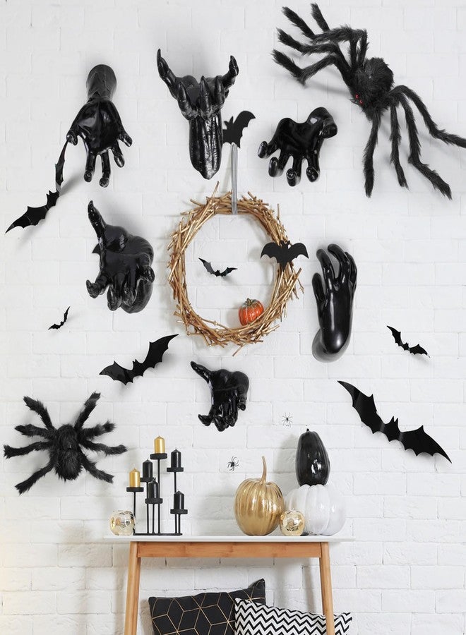 WinnerWhy 38 Pcs Halloween Wall Decor Set, Include Wall Mounted Creepy Reaching Hands Spiders Bats Stickers for Window Door Indoor Outdoor DIY Scary Decorations - Image 1