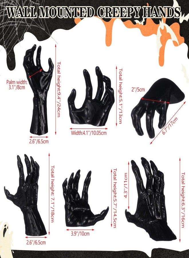 WinnerWhy 38 Pcs Halloween Wall Decor Set, Include Wall Mounted Creepy Reaching Hands Spiders Bats Stickers for Window Door Indoor Outdoor DIY Scary Decorations - Image 2