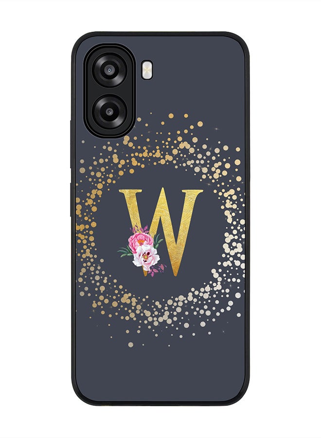 Stylizedd For Oppo A6t 5G / A6t 4G Case,Slim fit Camera Protection, Shockproof Thin Phone cover  - Custom Monogram Floral - W  (Grey ) - Image 1