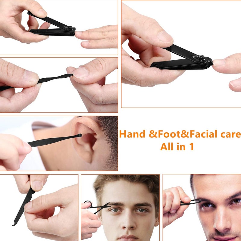 Aceoce Manicure set Men Personal Care Tools Accessories Finger and Toe Nail Clippers Kit Professional Manicure Pedicure Kit With Travel Case Nail Grooming Kit Present for Men Women Stocking Stuffers - Image 3