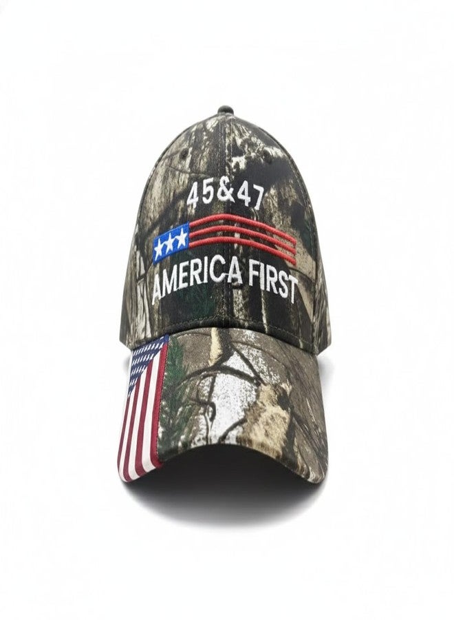 TONOS 45 & 47 Hat, Patriotic Camo Baseball Cap - Adjustable Hat with American Flag and 45 & 47 Design – Perfect for Outdoor & Sports - Supporter Campaign Gear - American Pride Gear, 250 Anniversary USA Hat - Image 1