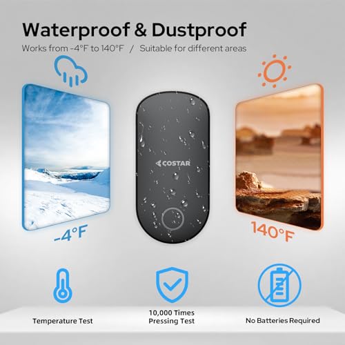 COSTAR Self-Powered Battery Free Wireless Door Bell Kits Chime Cordless Calling Bell-1000ft Range with 52 Chime Pebble 605 - Image 3