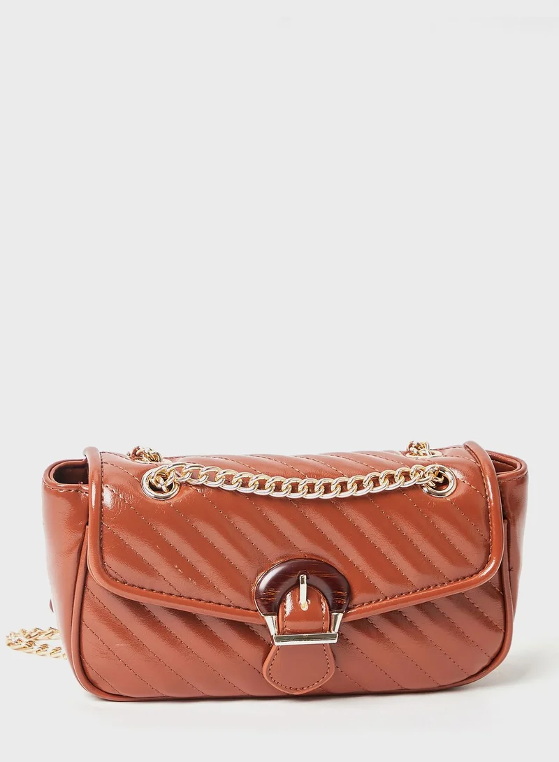 Styli Belt Closure Quilted Shoulder Bag
