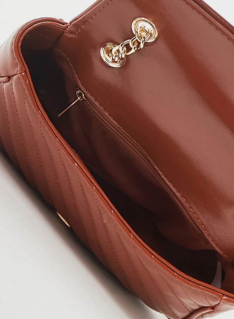 Styli Belt Closure Quilted Shoulder Bag