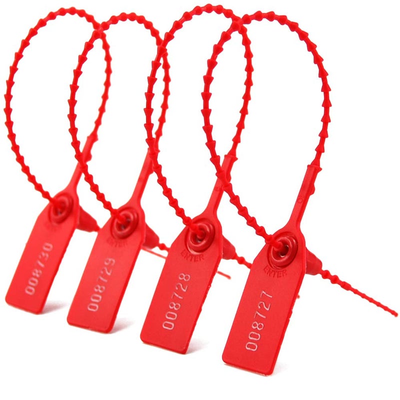 Leadseals(R) 100 Plastic Tamper Seals, Zip Ties for Fire Extinguishers Pull Tite Security Tags Numbered Disposable Self-Locking Tie 250mm Length (Red) - Image 4
