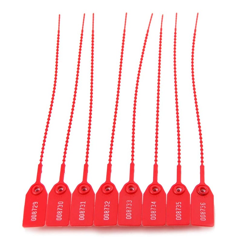 Leadseals(R) 100 Plastic Tamper Seals, Zip Ties for Fire Extinguishers Pull Tite Security Tags Numbered Disposable Self-Locking Tie 250mm Length (Red) - Image 5