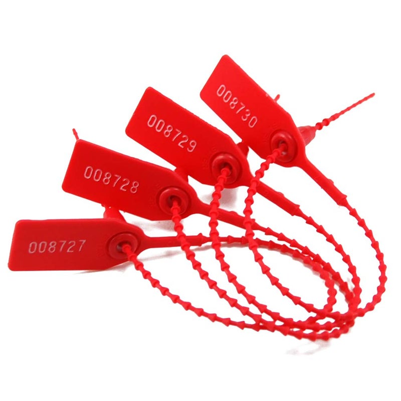 Leadseals(R) 100 Plastic Tamper Seals, Zip Ties for Fire Extinguishers Pull Tite Security Tags Numbered Disposable Self-Locking Tie 250mm Length (Red) - Image 3