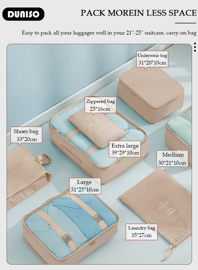 DUNISO 7 PCS Packing Cubes for Suitcases, Travel Storage Bag Set, Travel Luggage Organizer, Multi-Functional Compression Organizer Bags, Clothing Sorting Packages Travel Packing Pouches for Man and Women Travel Essentials  - Image 3