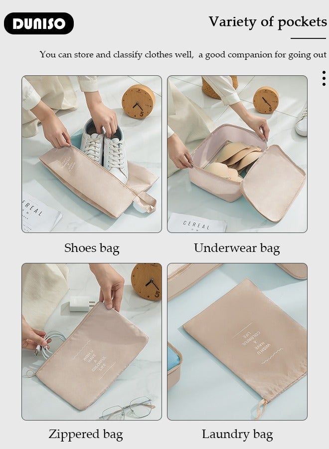 DUNISO 7 PCS Packing Cubes for Suitcases, Travel Storage Bag Set, Travel Luggage Organizer, Multi-Functional Compression Organizer Bags, Clothing Sorting Packages Travel Packing Pouches for Man and Women Travel Essentials  - Image 2