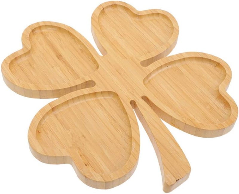 PRETYZOOM Wooden HeartShaped Serving Board Shamrock Wood Appetizer Plates Decorative Food Serving Tray Heart Charcuterie Board for St Patricks Day Valentines Day Christmas - Image 1