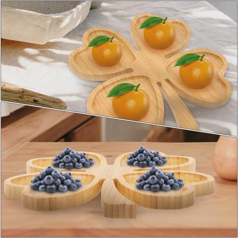 PRETYZOOM Wooden HeartShaped Serving Board Shamrock Wood Appetizer Plates Decorative Food Serving Tray Heart Charcuterie Board for St Patricks Day Valentines Day Christmas - Image 4