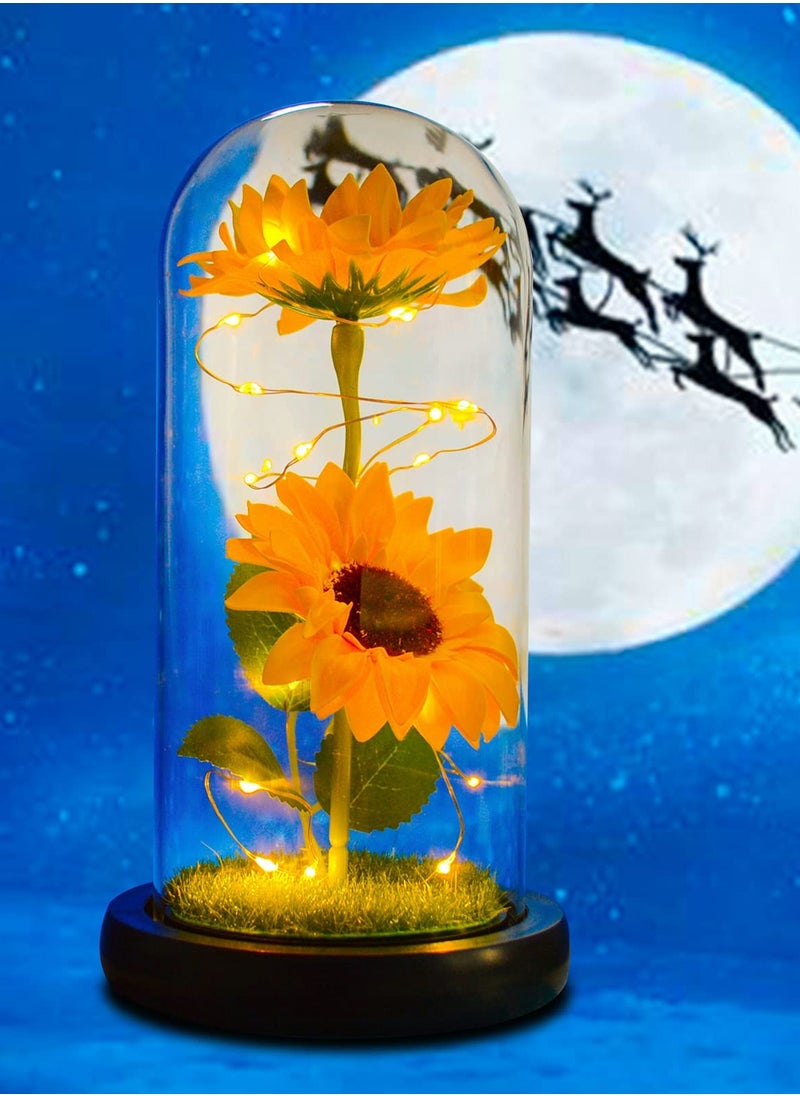 Excefore Sunflower Gifts for Women, Birthday Her, Sunflowers Artificial Flowers in Glass Dome  - Image 3