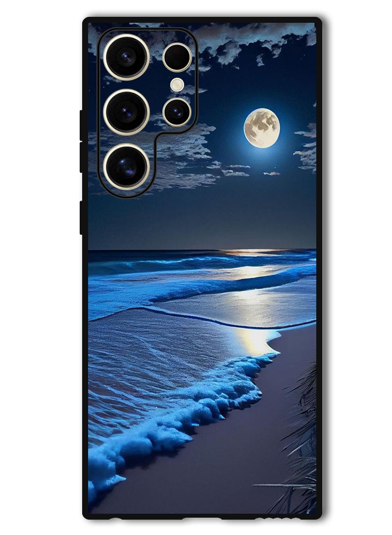 Theodor غطاء واقي مضاد للخدش ومقاوم للصدمات لجهاز سامسونج جالاكسي S24 ألترا أمواج وقمر - Image 1