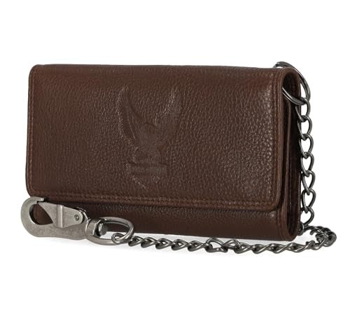 HARLEY DAVIDSON Harley-Davidson Men's Genuine Leather Iconic B&S Eagle Trucker Wallet - Brown - Image 4
