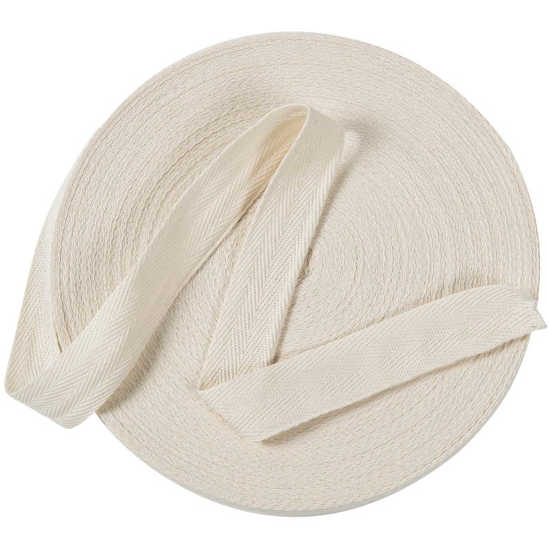 UBCGOTT Cotton Twill Tape Ribbon 1/2 Inch Wide Tape Herringbone Webbing Roll Bias Binding Tapes for Sewing and DIY Crafts, Natural (Beige, 10 Yards) - Image 1