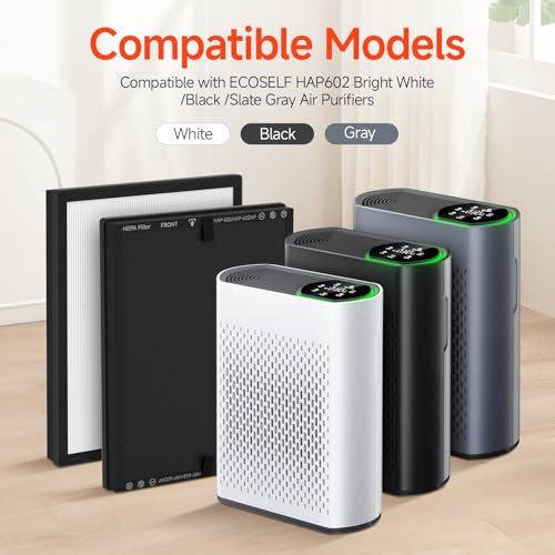 FCFMY 4 Packs HAP602 Replacement Filter Compatible with ECOSELF HAP602 HAP602WF Air Cleaner Purifier, 3-in-1 Filtration of Pre-Filter & Activated Carbon Filter - Image 2