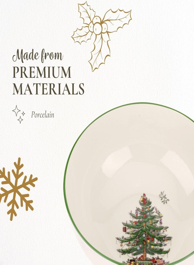 Spode Christmas Tree Large Round 10 Inch Bowl - Porcelain Serving Dish for Salad, Pasta, and Side Dishes - Iconic Holiday Design with Green Trim, Dishwasher, Microwave Safe - Festive Gatherings - Image 4