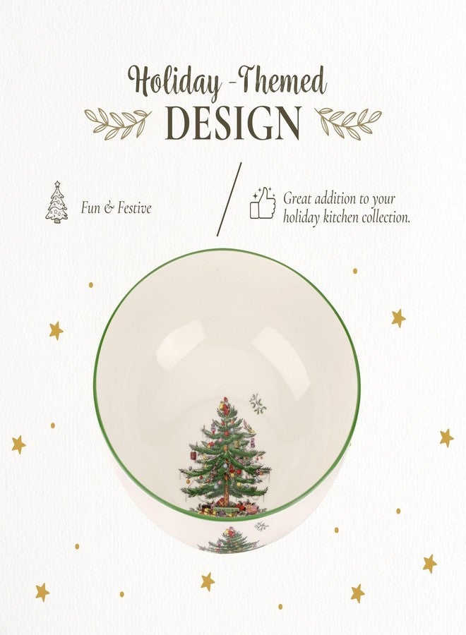 Spode Christmas Tree Large Round 10 Inch Bowl - Porcelain Serving Dish for Salad, Pasta, and Side Dishes - Iconic Holiday Design with Green Trim, Dishwasher, Microwave Safe - Festive Gatherings - Image 3