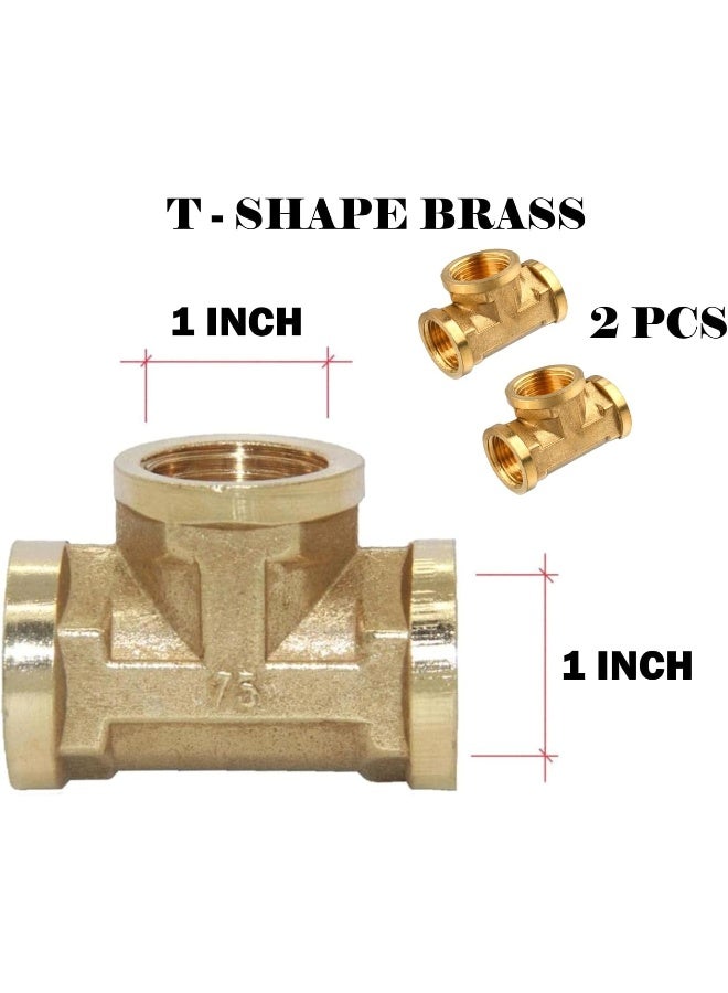 Royal Apex 2Pcs Set Brass Multi Purpose Hose Fittings With Bsp Thread For Plumbing Gas Hot Water Pipe Connector Pneumatic Etc Female Tee 1 Inch - Image 2