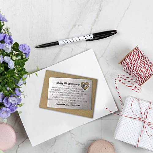 YODOCAMP Happy Eighth 8th Wedding Anniversary Cards Gift for Men, 8 Years Anniversary Card Gifts for Men Husband Him From Wife, Love Note Engraved Metal Wallet Insert Card - Image 4