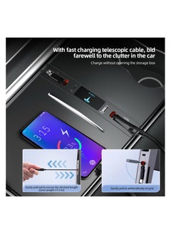 SYOSI Tesla USB Hub, Retractable Hub Docking Station with Fast Charging Cable Multi Port, Center Console Interior Accessorie, Tesla Accessories Docking Station for 2021 2022 2023 Tesla Model 3 Model Y  - Image 4