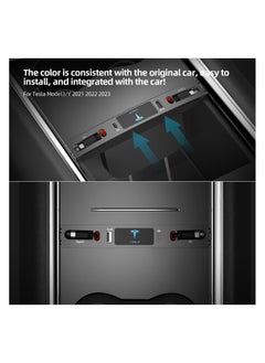 SYOSI Tesla USB Hub, Retractable Hub Docking Station with Fast Charging Cable Multi Port, Center Console Interior Accessorie, Tesla Accessories Docking Station for 2021 2022 2023 Tesla Model 3 Model Y  - Image 2