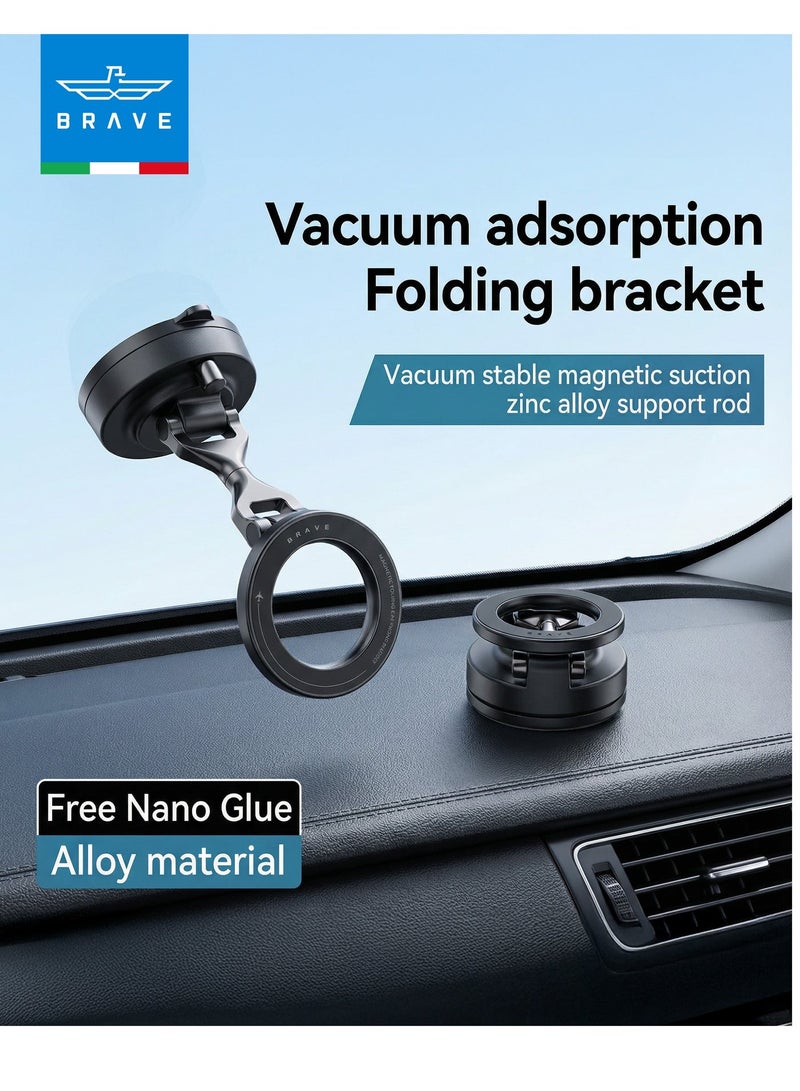 بريف حامل سيارة MagSafe – حامل هاتف مغناطيسي مع شفط فراغي وقفل فوري، حامل مطور ٥ في ١ قابل للطي من سبائك الزنك لتيسلا، لوحة القيادة، الزجاج الأمامي، شاشة المعلومات والطاولة، دوران ٣٦٠°، مغناطيس قوي، حامل سيارة عالمي لهواتف iPhone Air، iPhone 17/16/15/14/13، Samsung Galaxy S25/S24/S23 Ultra وجميع أجهزة MagSafe – أسود - Image 1