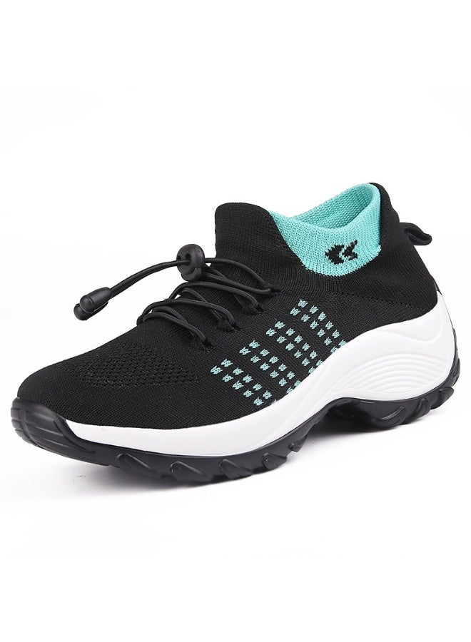 NIBEMINENT Women Walking Trainers Fashion Fly Weaving Sock Sneakers Breathe Comfortable Nursing Shoes Casual Platform Loafers Non-Slip 