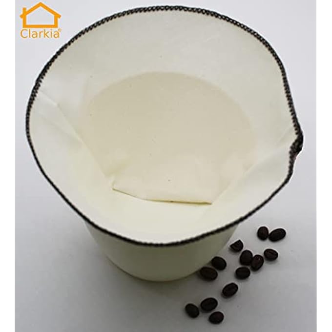 Clarkia 3 Piece Count 6 Cotton Cone Coffee Filters Unbleached AllNatural Reusable Filter Pour Over Dripper  EcoFriendly - Image 5